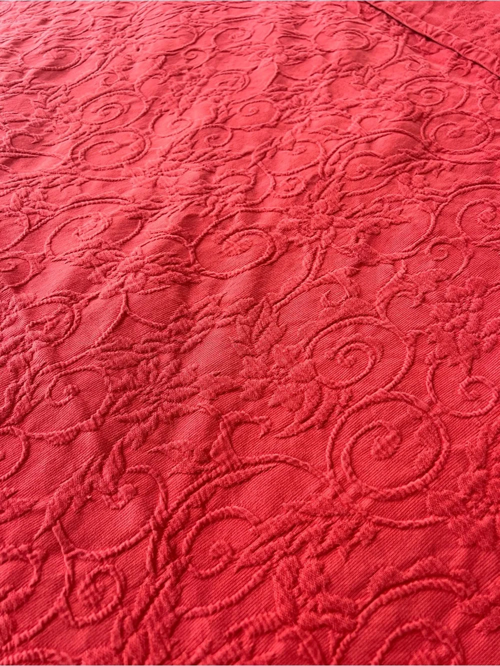 Pottery Barn Red Quilted Bedspread Set - Classic Solid Red Queen Bedding